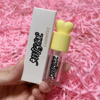 Emballage de tube de brillant à lèvres de 4 ml avec applicateur en forme de cœur incliné, bouchon à vis, couleur personnalisée, logo personnalisé