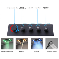 Douche à jet de massage LED musicale encastrée au plafond en acier inoxydable avec affichage de la température, robinet thermostatique eau chaude/froide