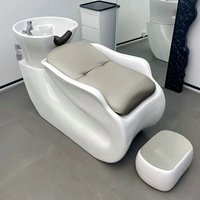 En gros, Lit de lavage de cheveux en céramique blanche, inclinable, pour salon et spa, avec robinet pulvérisateur et repose-pieds réglable