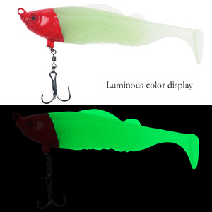 Señuelo artificial con forma de pez de cola en T, 13 cm, 25 g, para pesca de lubina en agua dulce, con anzuelo triple, cabeza de plomo y silicona. - Product Image 3