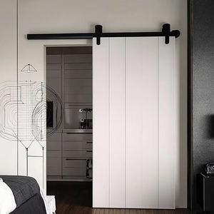 <span class=keywords><strong>Porte</strong></span> coulissante <span class=keywords><strong>de</strong></span> style <span class=keywords><strong>grange</strong></span> moderne pour salle <span class=keywords><strong>de</strong></span> bain, <span class=keywords><strong>en</strong></span> <span class=keywords><strong>bois</strong></span> massif, sans cadre, avec rail, anti-effraction - Product Image 1