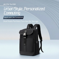 Sac à dos décontracté Arctic Hunter avec rabat et fermeture métallique, en nylon imperméable, double compartiment, pour voyage et travail, unisexe, 15,6 pouces