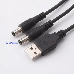 2 trong 1 DC cáp điện USB 2.0 loại một nam đến DC 5.5*2.5mm 5525 DC 3.5*1.35mm dây cáp điện