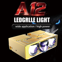 Feux de calandre de voiture super lumineux à 4 lentilles A12 200W 20000LM 6000K avec ventilateurs silencieux 9-30V Canbus IP68 pour voitures et SUV, projecteurs LED