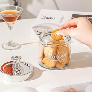 Venta caliente botella de almacenamiento de oso de lujo tarro de almacenamiento de vidrio de lujo ligero para el hogar para cereales gruesos de frutas secas y almacenamiento de alimentos - Product Image 3