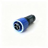 Conector de Alimentación M20 de 3 Pines, 300V 20A, Azul y Negro, Carcasa de Plástico, Bloqueo por Tornillo, con Longitud de Cable Personalizada