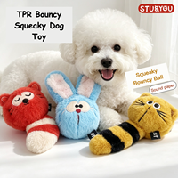 Jouet pour chien en peluche TPR, balle sonore rebondissante, motif animal de dessin animé mignon, durable, 5,5 cm, 9 cm, anti-ennui, interactif, écologique, anti-anxiété