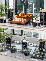 Expositor de Postres para Buffet, Set de Buffet Frío, Mesa de Servicio para la Hora del Té, Estante para Pasteles y Repostería Estilo Europeo, Modelo Metálico