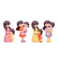 Figurines miniatures mère-fille en plastique pour loisirs créatifs, ornements pour décoration de voiture et de gâteaux DIY