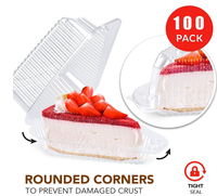 Boîtes à gâteaux individuels, 13 cm x 7 cm, boîtes à cheesecake individuelles, boîtes à cupcakes à clapet, contenants alimentaires en plastique transparent avec charnières et couvercles