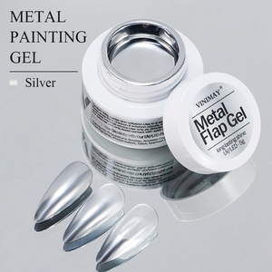 VINIMAY 5ml <span class=keywords><strong>espejo</strong></span> brillo metálico <span class=keywords><strong>plata</strong></span> esmalte de uñas UV/LED Gel Metal pintura Gel DIY Nail Art diseños de larga duración - Product Image 3