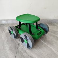 Chariot de jardinage en plastique à quatre roues, hauteur réglable, siège pivotant avec dossier, capacité de 100 kg, conteneur roulant durable