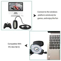 Récepteur de jeu sans fil couleur noir et blanc, contrôleur USB, convertisseur de manette, adaptateur PC pour Xbox360/Windows XP/7/8/10, accessoires