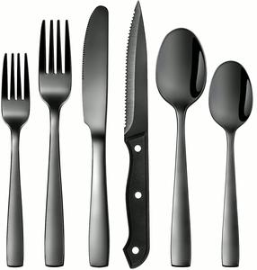 Topwin haute qualité couteau à Steak lourd cuillère fourchette épais couverts cuisine mariage en acier inoxydable argenterie ensemble de couverts - Product Image 1