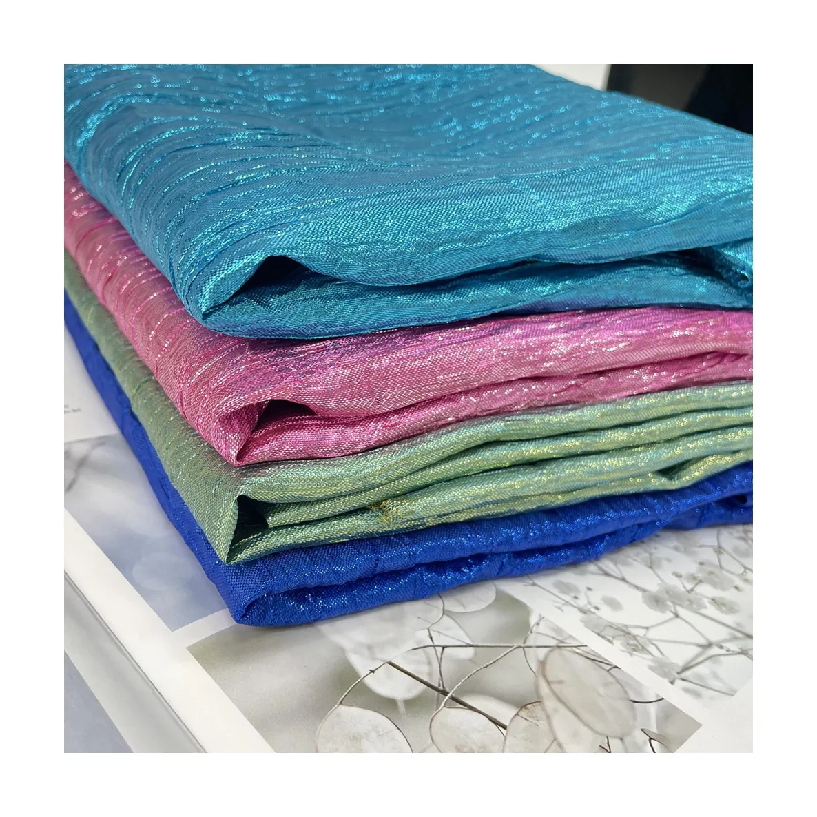 Wholesale chemical fiber lining and fabric organza pleated organza shaped textile similar to silk products