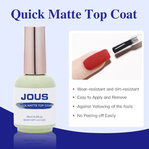 Capa Superior Mate JOUS para Esmalte de Uñas, Secado Rápido, <span class=keywords><strong>Gel</strong></span> Sin Limpieza con Efecto Polvo Mágico Esmerilado, Resistente al Desgaste y Antimanchas - Product Image 1