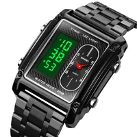 SKMEI 1868 Nouvelle Arrivée Montre Homme Numérique Étanche 3ATM Chronographe Unique en Acier et Cuir Vente en Gros Mode Électronique