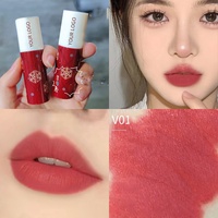 Ensemble de rouge à lèvres mat de noël et d'hiver avec pain d'épices pour homme, rouge velours soyeux, mat, hydratant, liquide, marque privée