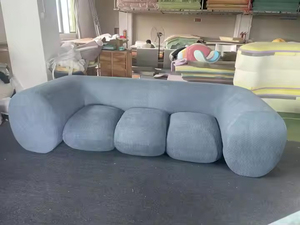 Sala de estar Elegante Sofá curvo Tienda Recepción Moderno Brazo bajo Elegante Azul Sofás Minimalistas Set - Product Image 4