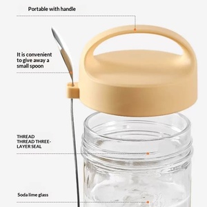 Vaso de Vidrio Sellado Portátil para Desayuno con Cuchara, para Yogur, Avena Nocturna, Ensaladas, Batidos y Cereales - Product Image 4