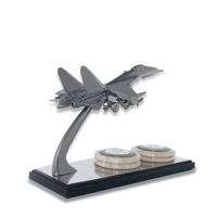 Modèle d'avion en métal moulé sous pression 3D de luxe de haute qualité, peint, trophée, cadeau, ornement, alliage de zinc, base en bois, couleur personnalisable
