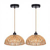 Lustre en forme de dôme en rotin de style bohème, tissé à la main, hauteur réglable, éclairage LED pour îlot de cuisine, salon, salle à manger
