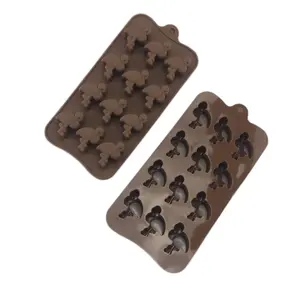 Herramientas para hornear con forma de pájaros, molde de silicona para Fondant, creativo, con forma de pájaro, Chocolate, 12 cavidades