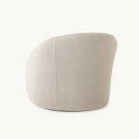 Fauteuil de luxe américain haut de gamme sur mesure en tissu bouclé crème, silhouette arrondie, pour salon, hôtel, ou salle de séjour