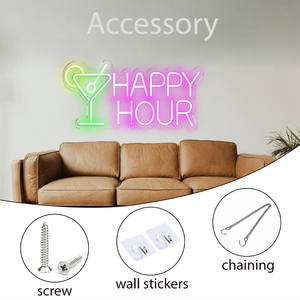 ป้ายไฟนีออน LED ปรับความสว่างได้ พร้อมสาย USB สำหรับตกแต่งค็อกเทล ป้ายไฟแฮปปี้ชั่วโมง ตกแต่งผนังห้องนอน ป้ายไฟอิเล็กทรอนิกส์สำหรับงานปาร์ตี้ ป้ายไฟโลโก้สำหรับใช้ภายในและภายนอกอาคาร - Product Image 2