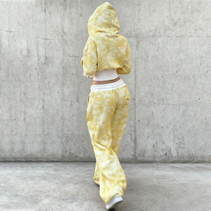 Custom Heavyweight 420 Gsm Cotton Fleece Applique Embroidery Sporty Cropped Zip up Camo Hoodie Sweatpants <b>Set</b> - Product Image 4