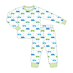 Conjunto de Ropa Personalizada para Niño, Camiseta de Algodón con Bolsillo y Letra Inicial, Pantalones Cortos Lisos con Diseño de Autos Pequeños, Estilo Preppy para Niños Pequeños - Product Image 2