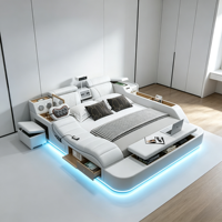 Multifunktionales Echtleder-Bett Modernes Schlafzimmer Tatami-Bett mit Stauraum Medien-Schlafzimmer Hotel-Projektmöbel
