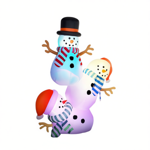 Pupazzo di Neve Gonfiabile Natalizio per Esterni, Decorazione Festiva Illuminata in PVC per Giardino e Casa - Product Image 1