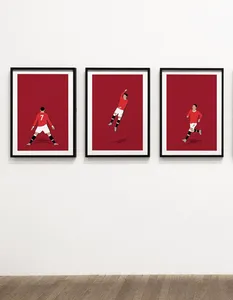 Set of 3 Manchester Utd Cristiano Ronaldo CR7 Back Bedroom Sport Picture Fan Print Football Soccer Wall Art Canvas Oil Abstract