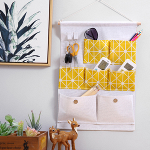 Sacs <span class=keywords><strong>de</strong></span> rangement muraux à 7 poches en coton et lin, pochette imperméable pour porte, organisateur <span class=keywords><strong>mural</strong></span> pour chambre à coucher, <span class=keywords><strong>bureau</strong></span> à domicile - Product Image 2