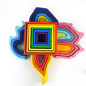 Alta calidad creativa arco iris de madera de rectangular de la serie bloques de construcción de venta directa de fábrica educati - Product Image 6
