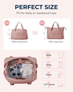 <b>Large</b> Carry On Overnight <b>Duffle</b> <b>Bag</b> 19.6x8.7x11.8 Inch Polyester Zipper Closure Multi-functional Travel Weekender <b>Bag</b> - Product Image 2