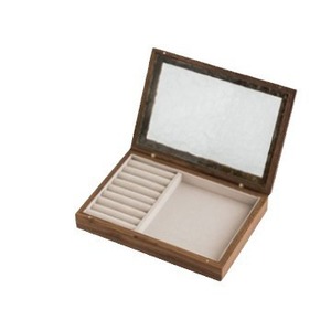 Furun Cherry Wood <b>Vintage</b> Jewelry <b>Box</b> Rectangle Glass Lid Ring Necklace Bracelet Storage Organizer - Product Image 5