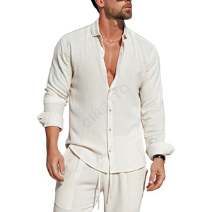 Camicie di <span class=keywords><strong>lino</strong></span> <span class=keywords><strong>uomo</strong></span> all'ingrosso estivo Casual Logo personalizzato <span class=keywords><strong>camicia</strong></span> a manica lunga da <span class=keywords><strong>uomo</strong></span> - Product Image 5