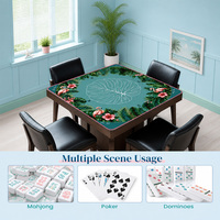 Tapis de table Mahjong Flamingo et Hibiscus Tile Muse 31,5x31,5 pouces, motif botanique tropical, idéal pour les fêtes de famille et les cadeaux
