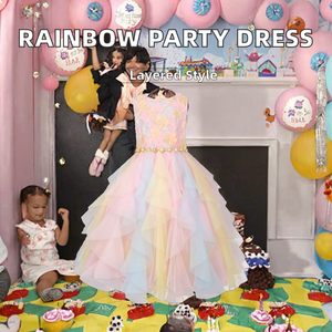 Robe d'été personnalisée en gros pour petite fille, écologique, respirante, en dentelle et maille transparente, style Prairie Chic, pour anniversaire arc-en-ciel - Product Image 2