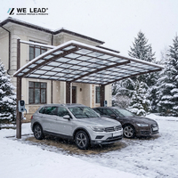 Structure hybride acier-aluminium de grande portée de qualité industrielle, résistante à la rouille, avec revêtement PC, toit en arche, double auvent personnalisable pour carport
