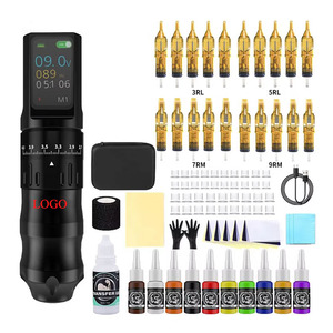 Kit de Máquina de Tatuar Rotativa Inalámbrica con Batería, Agujas de Cartucho, Guantes y Banda Antideslizante para Práctica - Product Image 1