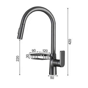 Nouvelle arrivée : Robinet de cuisine extractible en laiton avec eau chaude et froide et panier de séchage - Product Image 5