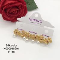 Boucles d'oreilles pendantes XUPING plaquées or 24 carats, motif étoile, fruit, fleur, perle, boule creuse, style vintage pour femme