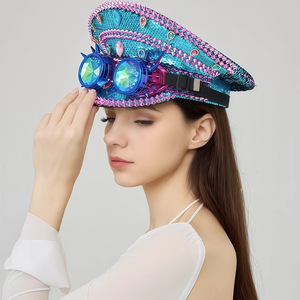 Sombrero azul marino de diamantes de imitación grande con lentejuelas azules populares europeas y americanas con Temu transfronterizo para <span class=keywords><strong>Shein</strong></span> Aliexpress Style Character - Product Image 3