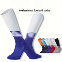 Chaussettes de football en gros avec motif rayé, fond en tissu éponge épais, respirantes, pour matchs et entraînements