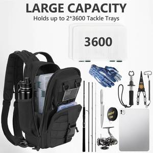Mochila Táctica de Mezclilla para Pesca con Compartimento para Portátil, Ligera y Resistente al Agua, Unisex, Negra - Product Image 3
