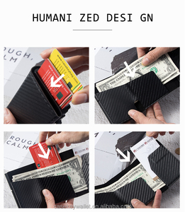 ที่ใส่บัตรเครดิต RFID โลหะ แฟชั่นหนัง PU ลายคาร์บอน พร้อมกระดุมแม่เหล็กแบบนุ่ม กระเป๋าสตางค์แบบกล่องอะลูมิเนียมเดี่ยว - Product Image 5
