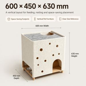 Mesa Auxiliar Multifuncional para Gatos, Casa de Fieltro Todo en Uno, Estación de Alimentación, Mueble para Descanso y Juego de Mascotas - Product Image 6